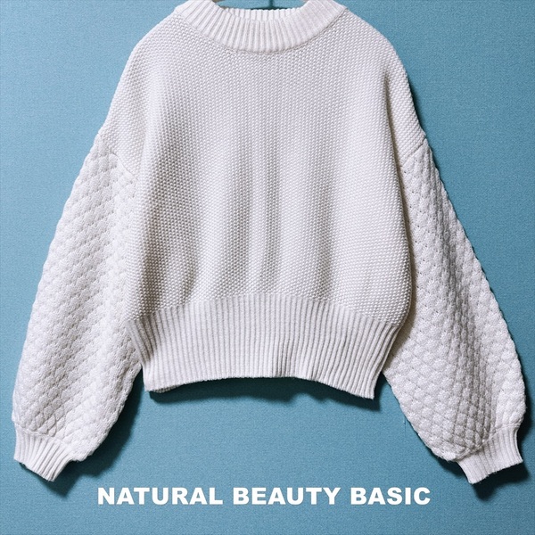 【Natural Beauty Basic】ワイドスリーブ クロップ ニット