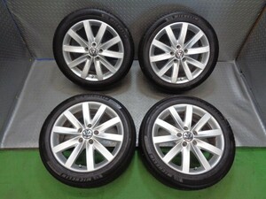 バリ山!! ワーゲン ゴルフ6 純正 17 インチ ホイール タイヤ 4本 225/45R17 17 7J 112 5H 5穴 パサート シャラン ザ・ビートル トゥーラン