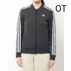 adidas ジャージ トラックジャケット フルジップジャケット スリーストライプステープ ブラック レディース OT ＬL XL