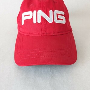 ゴルフキャップ PING ピン ゴルフウェア 刺繍 帽子 スポーツ 赤 レッド フリーサイズの画像1