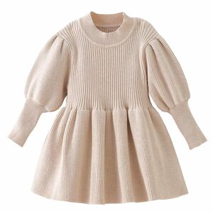 [Baby nest] baby clothes girl Kids long sleeve One-piece knitted dress formal baby gift .. three . presentation The Seven-Five-Three Festival baby child 