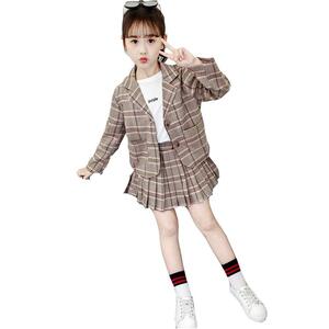 [wai M goto] Kids go in . type suit girl graduation ceremony child clothes formal suit check pattern pleated skirt 2 point set (150CM)