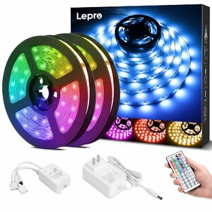 Lepro LEDテープライト SMD 5050 両面テープ 10m (5m*2本) 300連 非防水 RGB 30leds/m 高輝度 44Kコン