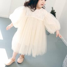 [ランクスドット] チュールレース ワンピース (110cm) バルーン袖 ベビードレス 結婚式 誕生日 子供 用 ドレス ハロウィン 仮装 プレゼ_画像7