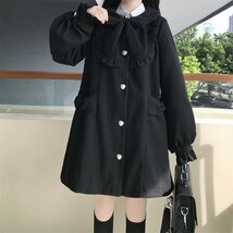 [YEMOCILE] 学院風 コート ロング レディース 可愛い 森ガール 量産型 服 リンボ付き 無地 シンプル ロリータ アウター ワンピース_画像5