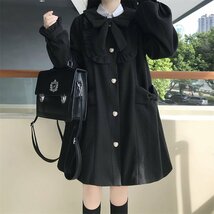 [YEMOCILE] 学院風 コート ロング レディース 可愛い 森ガール 量産型 服 リンボ付き 無地 シンプル ロリータ アウター ワンピース_画像8