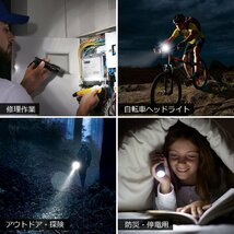 LED 懐中電灯 フラッシュライト ハンディライト 高輝度LEDチップ搭載 ズーム調節 軽量 小型 電池式 単四電池付き 防災 停電対策 緊急用 キ_画像5