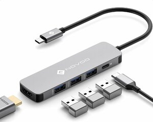 NOVOO USB C ハブ 5-in-1 4K HDMI アダプタ- 3 x USB 3.0 5Gbps超高速データ転送、タイプ C 100W P