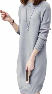 [Luxe Relax] シンプル ニット チュニック ゆったり セーター 秋コーデ 洋服 女性 秋と冬 無地 痩せて見える かわいい服 あったか