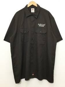 Dickies ディッキーズ プリント 半袖ワークシャツ ポリエステル×コットンシャツ 裾タグ メンズ2XL〜 大きめ【良品綺麗】242