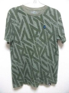 assk2-554☆RIP CURL　メンズ　半袖Tシャツ/ロゴ　トップス　丸首　グリーン系　Mサイズ　綿100%　　