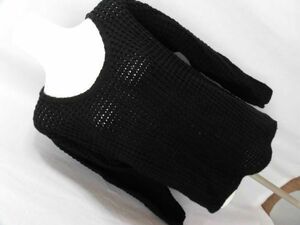 ie-309 ■　philter ■　レディース　ニットセーター　　サイズM　長袖　黒　アフガン編み風セーター