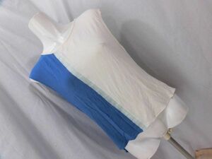 ie-539 ■　HERE'S　■　レディース　カットソー　袖なし　白青　サイズL　青と白の半々の袖なしカットソー