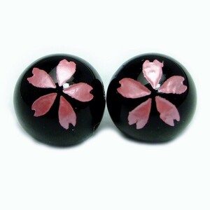 g3-2413A　　送料無料有 8mm 桜彫り ピンク箔 オニキス 1粒売り 天然石 パワーストーン ポイント消化