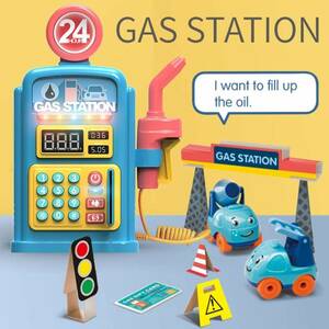 （英語バージョン）車おもちゃ ごっこ遊び ミニカー ガソリンスタンド ライト 音楽 付き 子供用定番玩具