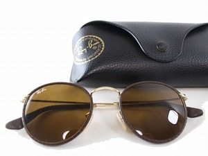 1円　美品　レイバン　Ray-Ban　RB3475　★　レザー　サングラス　★　ケース付き　ダークブラウン　7019