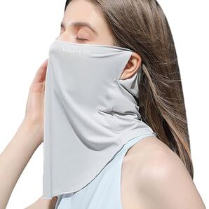 ネックガード フェイスカバー 夏用【昇級版・冷感・UPF50+】【耳掛け式・鼻上からデコルテまで超長】