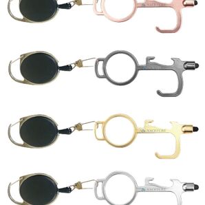 NACETUREノータッチ ドアオープナー 非接触ドアオープナーツー 格納式キーチェーンハンドスタイラス付ハンズフリー4個セット