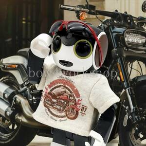 ロボホン RoBoHoN ロボホンの服ハンドメイド　バイク柄プリントＴシャツ(オートミィル）