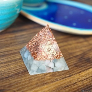 RELIGHT オルゴナイト 天然石 ピラミッド メタトロンキューブ 水晶 置物 浄化 瞑想 5cm アクアマリン 浄化してプラスエネルギーに変換