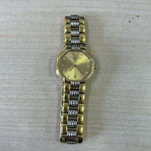 【F】Christian Dior クリスチャンディオール CD 腕時計 48133 クォーツ ゴールドカラー 電池切れ 不動品 動作未確認 の画像1