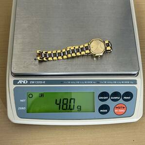 【F】Christian Dior クリスチャンディオール CD 腕時計 48133 クォーツ ゴールドカラー 電池切れ 不動品 動作未確認 の画像10