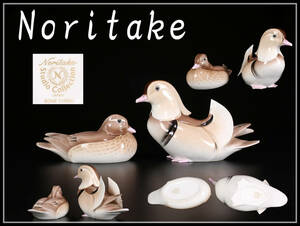 CE306 【Noritake】 オールドノリタケ 磁器人形 鴛鴦 置物 2点 一対／美品Ir！ｚ