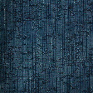 花＊かきつばた：紬★正絹★ブルー系の濃淡糸★細い経て縞に抽象模様★美品・着用品の画像6