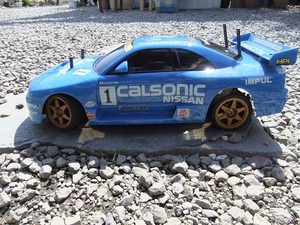 スカイラインGTR:1/10TAMIYAフル装備車体のみスペアパーツ多数付き（プロポ無し）中古品