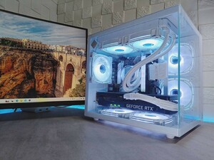 【２面ガラス ゲーミングPC】デスクトップパソコン／i9／ミニタワー／WHITE ホワイト 白／簡易水冷／ゲーム 配信 動画 編集／自作PC