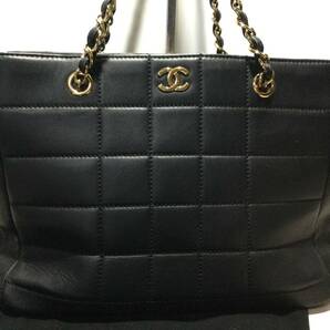 【正規品】シャネル◆CHANEL チョコバー ラムスキン チェーン トートバッグ◆ブラック● レディース ●美品 の画像1