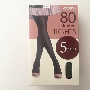 ATSUGI 80デニールタイツ 5足組 L〜XL タイツ アツギ ブラック 黒 タイツ L-LL 黒 80デニール 黒タイツ