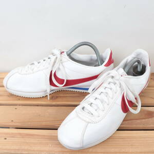 z627 ナイキ クラシックコルテッツレザー US10 28.0cm/白 ホワイト 赤 ブルー NIKE CLASSIC CORTEZ LEATHER メンズ スニーカー 中古