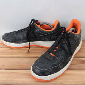 z805 ナイキ エアフォース1 プレミアム ハロウィン US9.5 27.5cm/黒 ブラック オレンジ 白 NIKE AIRFORCE1 メンズ スニーカー 中古