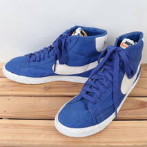 z894 ナイキ ブレーザー ハイ US8 26.0cm/青 ブルー 白 ホワイト クリーム NIKE BLAZER HI VNTG メンズ スニーカー 中古_画像1