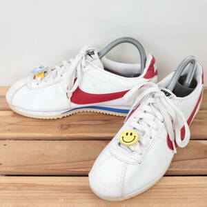 z988 ナイキ クラシックコルテッツ US7.5 24.5cm/白 ホワイト 赤 ブルー NIKE CLASSIC CORTEZ LEATHER レディース スニーカー 中古