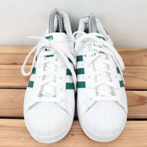 z1052 アディダス スーパースター US6 24.0cm/白 ホワイト 緑 グリーン adidas SUPERSTAR メンズ レディース スニーカー 中古_画像2