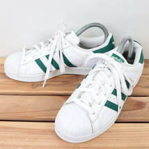 z1052 アディダス スーパースター US6 24.0cm/白 ホワイト 緑 グリーン adidas SUPERSTAR メンズ レディース スニーカー 中古_画像1