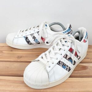 z553 アディダス スーパースター US8 1/2 26.5cm/白 ホワイト 柄 ロゴ adidas SUPERSTAR メンズ スニーカー 中古