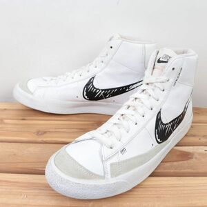 z561 ナイキ ブレーザー ミッド US9 27.0cm/白 ホワイト 黒 ブラック NIKE BLAZER MID VNTG 77 ブレザー メンズ スニーカー 中古