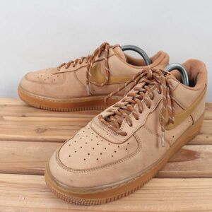 z562 ナイキ エアフォース1 US8 26.0cm/茶 ブラウン系 フラックス NIKE AIRFORCE1 AF1 LOW メンズ スニーカー 中古