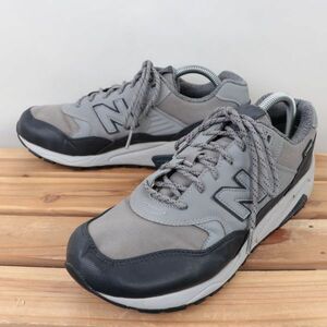 z664【580】ニューバランス US8.5 26.5cm/灰 グレー 紺 ネイビー newbalance メンズ スニーカー 中古