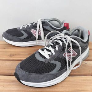 z665【880】ニューバランス US9 27.0cm/紺 ネイビー 灰 グレー 赤 レッド newbalance メンズ スニーカー 中古