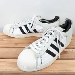 z674 アディダス スーパースター US12 30.0cm/白 ホワイト 黒 ブラック 灰 グレー adidas SUPERSTAR メンズ スニーカー 中古