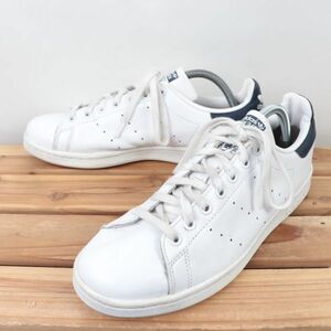 z728 アディダス スタンスミス US8 1/2 26.5cm/白 ホワイト 紺 ネイビー adidas STAN SMITH メンズ スニーカー 中古