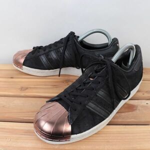 z730 アディダス スーパースター US7 1/2 24.5cm/黒 ブラック メタル トゥ adidas SUPERSTAR 80s METAL TOE レディース スニーカー 中古