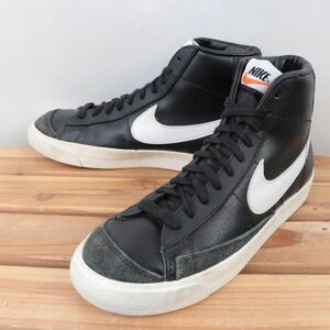 z739 ナイキ ブレーザー ミッド US7 25.0cm/黒 ブラック 白 NIKE BLAZER MID 77 VNTG ブレザー メンズ ユニセックス スニーカー 中古