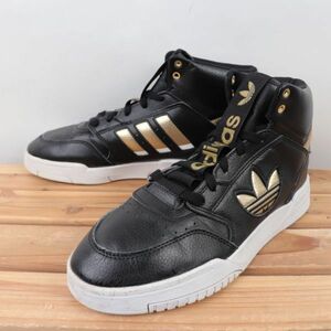 z854 アディダス ドロップ ステップ US8 26.0cm/黒 ブラック 金 ゴールド adidas DROP STEP XL HI MID メンズ スニーカー 中古