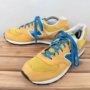 z928【574】ニューバランス US9 27.0cm/黄 イエロー 青 ブルー 白 ホワイト newbalance メンズ スニーカー 中古