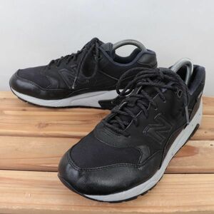 z930【580】ニューバランス US7 25.0cm/黒 ブラック 灰 グレー newbalance メンズ ユニセックス スニーカー 中古